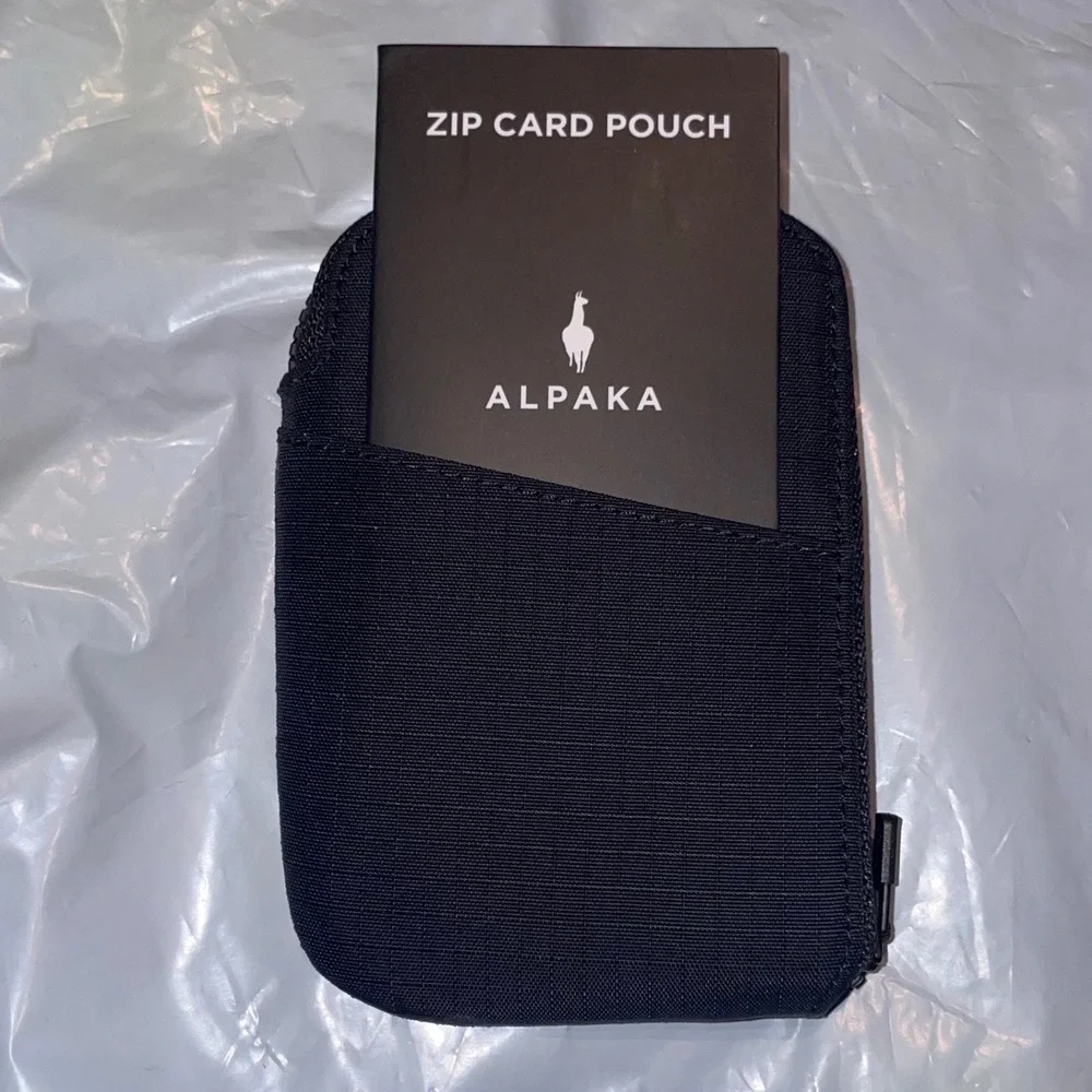Alpaka Zip Card Pouch Black Axoflux Recycled Ripstop RFID Wallet EDC